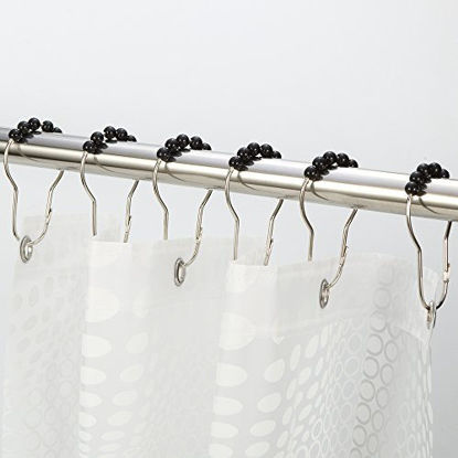 Picture of Amazer Shower Curtain Hooks Rings, Stainless Steel Shower Curtain Rings and Hooks-Set of 12, Black
