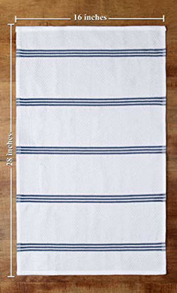 Picture of Sticky Toffee Cotton Terry Kitchen Dish Towel, 4 Pack, 28 in x 16 in, Dark Blue Stripe