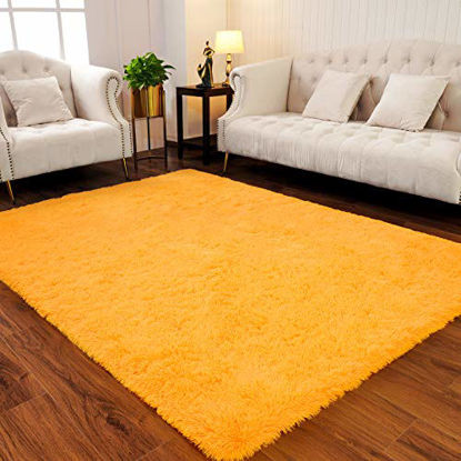 Picture of LOCHAS Ultra Soft Indoor Modern Area Rugs Fluffy Living Room Carpets for Children Bedroom Home Decor Nursery Rug 5.3x7.5 Feet, Orange