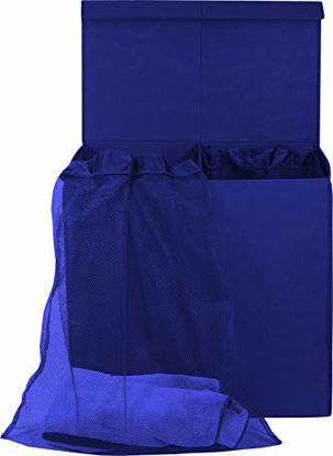 Picture of Simplehouseware Double Laundry Hamper with Lid and Removable Laundry Bags, Dark Blue