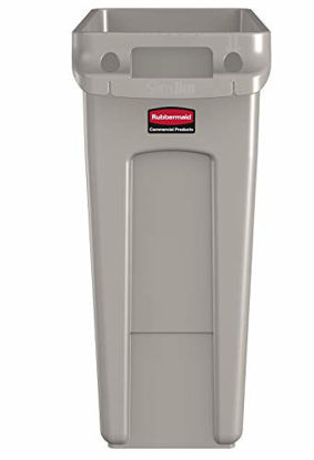 Picture of Rubbermaid Commercial Products 1971259 Slim Jim Trash/Garbage Can with Venting Channels, 16 Gallon, Beige (Pack of 4)
