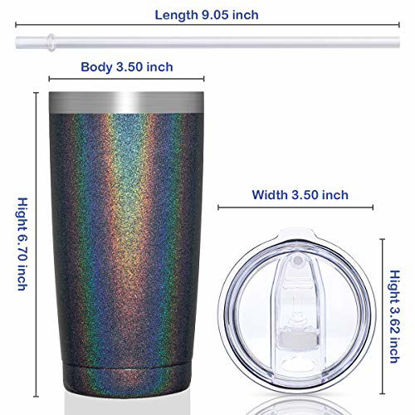 Picture of CIVAGO 20oz Insulated Stainless Steel Tumbler, Coffee Tumbler with Lid and Straw, Double Wall Vacuum Travel Coffee Mug, Powder Coated Tumbler Cup (Slate Gray Shimmer,1)