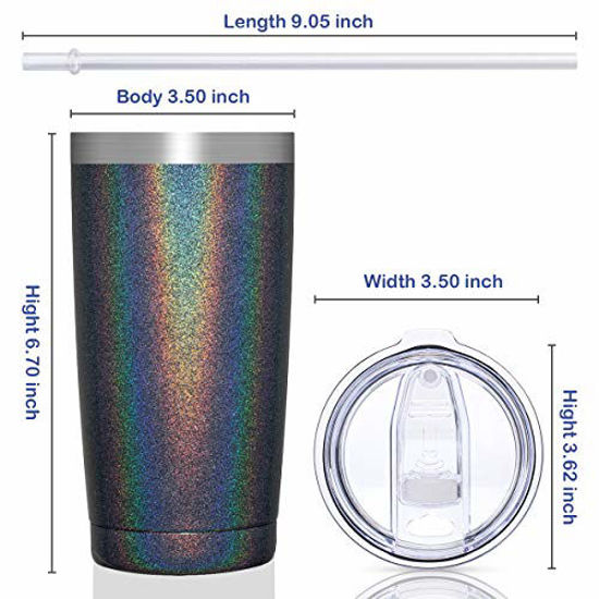 Picture of CIVAGO 20oz Insulated Stainless Steel Tumbler, Coffee Tumbler with Lid and Straw, Double Wall Vacuum Travel Coffee Mug, Powder Coated Tumbler Cup (Slate Gray Shimmer,1)