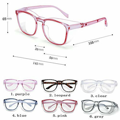 Picture of Protective Eyewear Safety Goggles Clear Anti-fog/Anti-Scratch Safety Glasses Men Glasses, Transparent Frame (pink)