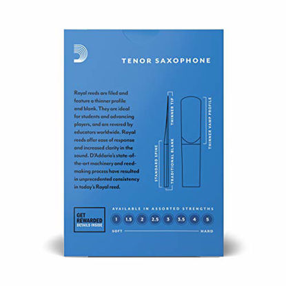 Picture of Royal Tenor Sax Reeds, Strength 2.5, 10-pack