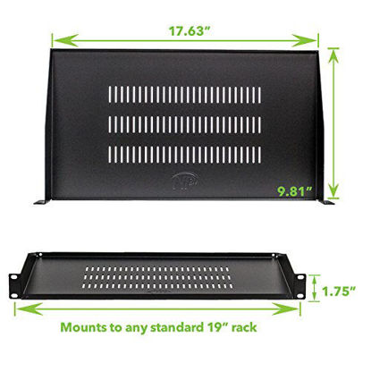 Picture of NavePoint Cantilever Server Shelf Vented Shelves Rack Mount 19 Inch 1U Black 10 Inches (250mm) deep