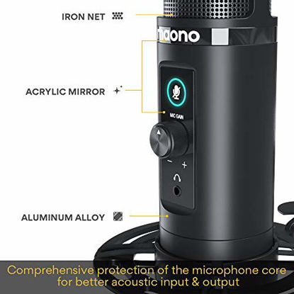 Picture of USB Microphone Zero Latency Monitoring MAONO AU-PM422 192KHZ/24BIT Professional Cardioid Condenser Mic with Touch Mute Button and Mic Gain Knob for Recording, Podcasting, Gaming, YouTube