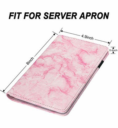 Picture of Server Books for Waitress - Marble Texture Leather Waiter Book Server Wallet with Zipper Pocket, Cute Waitress Book&Waitstaff Organizer with Money Pocket Fit Server Apron(Pink)