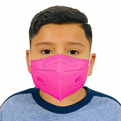 Picture of M95c FDA Premium Filtration 5-Layer Face Mask 5-Ply Disposable Kids Design Made in the USA 50 Pack (50, Hot Pink)