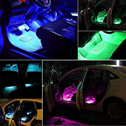 Picture of EJ's SUPER CAR Car LED Strip Light, 4pcs 36 LED Multi-Color Car Interior Lights Under Dash Lighting Waterproof Kit with Multi-Mode Change and Wireless Remote Control, Car Charger Included,DC 12V