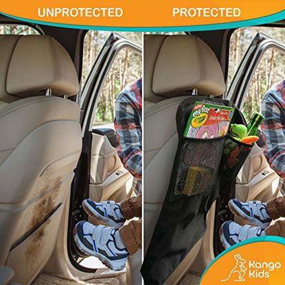 Picture of KangoKids Kick Mats - 2 Pack - Keep Your Upholstery Clean - Waterproof and Stain Resistant Back Seat Protectors - Car Seat Protector with Pockets Doubles up as a Handy Car Organizer