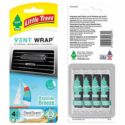 Picture of Little Trees Car Air Freshener | Vent Wrap Provides Long-Lasting Scent, Invisibly Fresh! | Bayside Breeze, 16 count, (4) 4-Packs