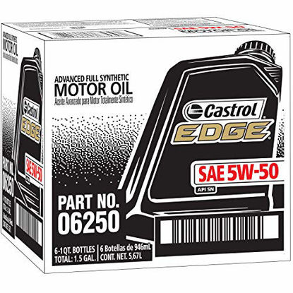 Picture of Castrol 06250 Edge 5W-50 Advanced Full Synthetic Motor Oil, 1 Quart, 6 Pack