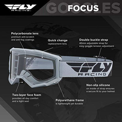 Picture of FLY Racing Focus Goggles for Motocross, Off-road, ATV, UTV, and More (GREY with Clear Lens)