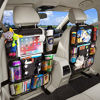 Picture of Reserwa Backseat Car Organizer Kick Mats BackSeat Storage Bag with Clear Screen Tablet Holder and 9 Storage Pockets Seat Back Protectors with USB Headphone Slits for Toys Drinks Books