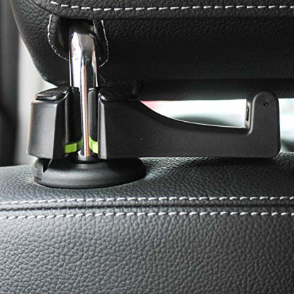 Picture of Universal Multifunctional Car Vehicle Back Seat Headrest Mobile Phone Holder Hanger Holder Hook for Bag Purse Cloth Grocery (Black Set of 2)