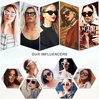 Picture of SOJOS Retro Vintage Cateye Sunglasses for Women Plastic Frame Mirrored Lens SJ2939 with White Frame/Grey Lens