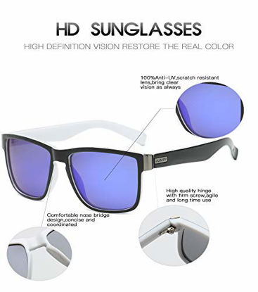 Picture of DUBERY Vintage Polarized Sunglasses for Men Women Retro Square Mirrored Lens Sun Glasses D518, Deep Blue