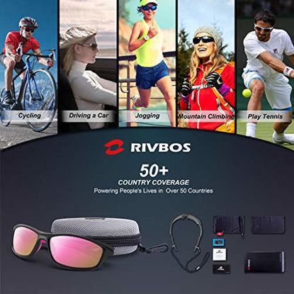 Picture of RIVBOS Polarized Sports Sunglasses for Women Men Driving Shades Cycling Baseball Running Rb833 (Black&Pink)