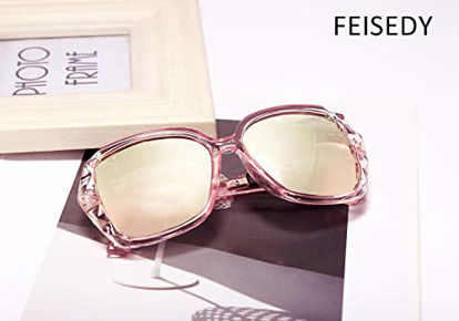 Picture of FEISEDY Classic Polarized Women Sunglasses Sparkling Composite Frame B2289 (Clear Pink, 56)