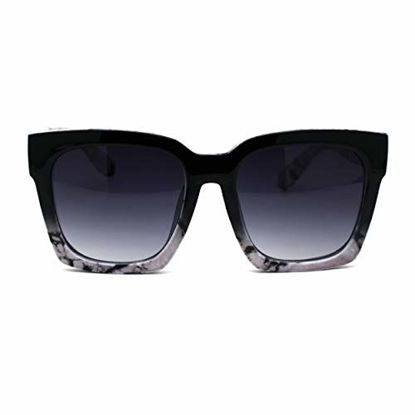 Picture of Womens Boyfriend Style Oversize Horned Rim Thick Plastic Sunglasses (black white, 54)