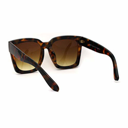 Picture of Womens Boyfriend Style Oversize Horned Rim Thick Plastic Sunglasses (All Tortoise, 54)