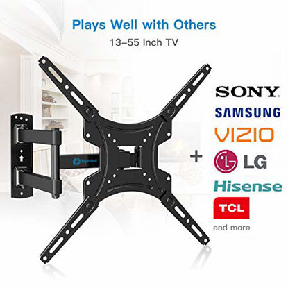 Picture of Full Motion TV Wall Mount Bracket Articulating Arms Swivels Tilts Extension Rotation for Most 13-55 Inch LED LCD Flat Curved Screen TVs, Max VESA 400x400mm up to 66lbs by Pipishell