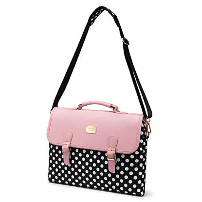 Picture of Computer Bag Laptop Bag for Women Cute Laptop Sleeve Case for Work College, Slim-Pink-Polka, 15.6-Inch