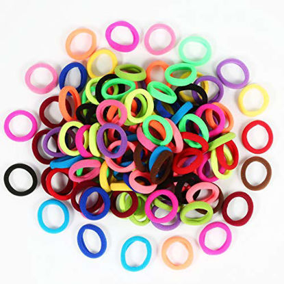 Picture of 120 Pcs Baby Hair Ties, Cotton Toddler Hair Ties for Girls and Kids, Multicolor Small Seamless Hair Bands Elastic Ponytail Holders(15 Colors )