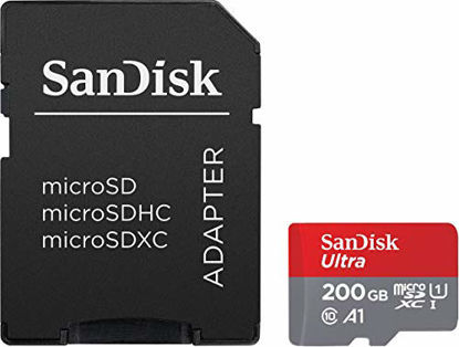Picture of SanDisk 200GB Ultra microSDXC UHS-I Memory Card with Adapter - 100MB/s, C10, U1, Full HD, A1, Micro SD Card - SDSQUAR-200G-GN6MA
