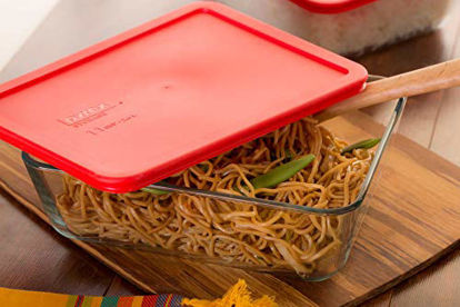 Picture of Pyrex Simply Store Meal Prep Glass Food Storage Containers (18-Piece Set, BPA Free Lids, Oven Safe),Multicolored