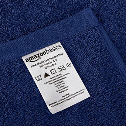 Picture of Amazon Basics 6-Piece Fade-Resistant Cotton Bath Towel Set - Navy Blue