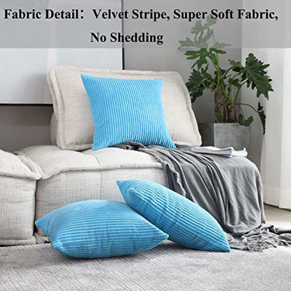 Picture of Home Brilliant 2 Pack Super Soft Large Euro Sham Throw Pillows Cushion Cover Velvet for Bench, 26 x 26 inch (66cm), Turquoise