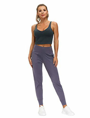 Picture of THE GYM PEOPLE Women's Joggers Pants Lightweight Athletic Leggings Tapered Lounge Pants for Workout, Yoga, Running (Medium, Vintage Purple)