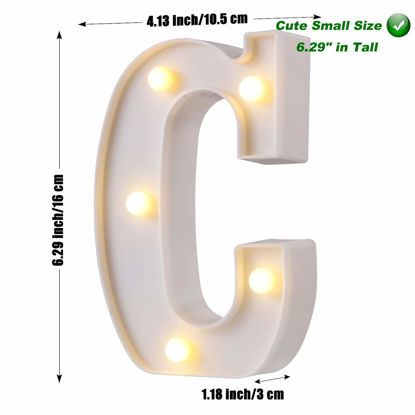 Picture of LED Marquee Letter Lights, 26 Alphabet Light Up Letters Sign Perfect for Night Light Wedding Birthday Party Home Bar Decoration Christmas Lamp(White,C)