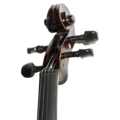 Picture of Mendini By Cecilio Violin - MV500+92D - Size 4/4 (Full Size), Black Solid Wood - Flamed, 1-Piece Violins w/Case, Tuner, Shoulder Rest, Bow, Rosin, Bridge & Strings - Adult, Kids