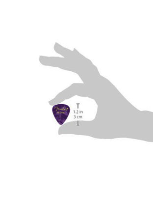 Picture of Fender 351 Shape Medium Classic Celluloid Picks, 12-Pack, Purple Moto for electric guitar, acoustic guitar, mandolin, and bass
