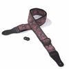 Picture of KLIQ Vintage Woven Guitar Strap for Acoustic and Electric Guitars | '60s Jacquard Weave Hootenanny Style | 2 Rubber Strap Locks Included, Palooza Pink