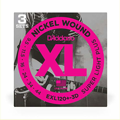Picture of D'Addario EXL120+ Nickel Wound Electric Guitar Strings, Super Light Plus, 9.5-44, 3 Sets (EXL120+-3D)