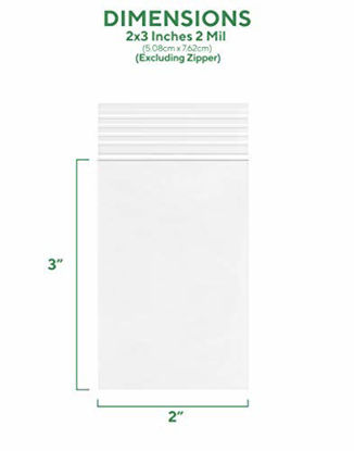 Picture of GPI Clear Plastic Reclosable Zip Lock Poly Bags, Case of 1000, 2-mil Thick, 2 Inch x 3 Inch, For Travel, Storage, Shipping