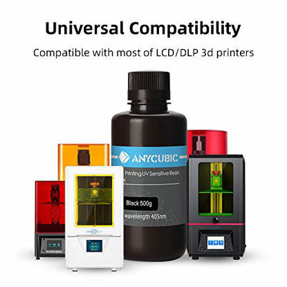 Picture of ANYCUBIC 3D Printer Resin, 405nm SLA UV-Curing Resin with High Precision and Quick Curing & Excellent Fluidity for LCD 3D Printing - 500ML/Black