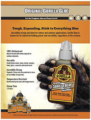 Picture of Gorilla Original Waterproof Polyurethane Glue, 2 ounce Bottle, Brown, (Pack of 6)