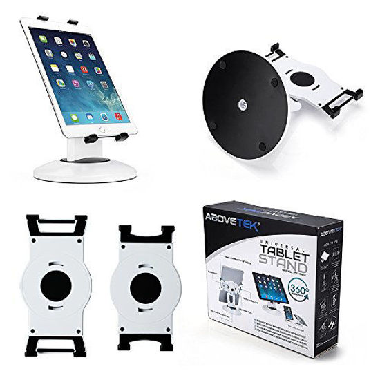 Picture of AboveTEK Retail Kiosk iPad Stand, 360° Rotating Commercial Tablet Stand, 6-13.5" Ipad Mini Pro-Business Tablet Holder, Swivel Design for Store POS Office Showcase Reception Kitchen Desktop (White)