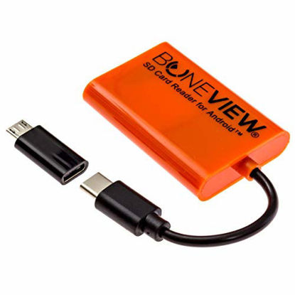 Picture of BoneView SD Card Reader for Android - Type C USB Trail Camera Viewer Play Deer Hunting Photo & Video from All Game Cam Memory on Any Smart Phone, Samsung, Moto, LG + Free MicroUSB OTG Adapter