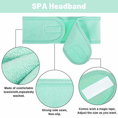 Picture of Whaline 4 PCS Spa Headband, Make up Hair Band, Stretch Terry Cloth Headband for Sport Yoga Shower (Mint Green)