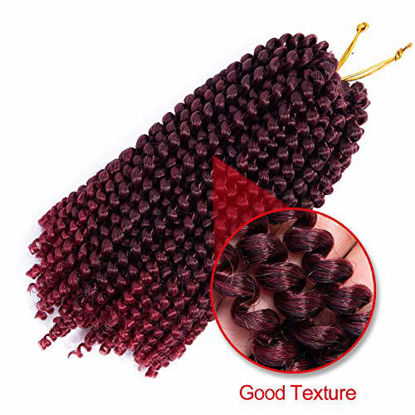Picture of 6 Pack Spring Twist Crochet Hair Braiding Bomb Twist Ombre Colors Low Temperature Kanekalon Synthetic Fiber Fluffy Hair Extensions (10inches, Tbug#)