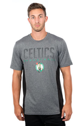 Picture of Ultra Game Men's NBA Mesh Short Sleeve Contrast Tee Shirt, Boston Celtics, Charcoal Heather, Large
