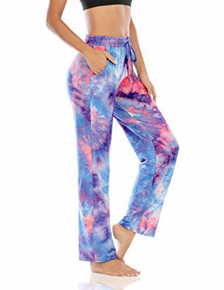 Picture of DIBAOLONG Womens Yoga Pants Wide Leg Comfy Drawstring Loose Straight Lounge Running Workout Legging Tie Dye27 S