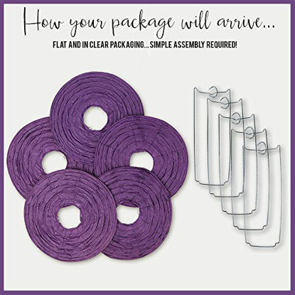 Picture of Just Artifacts 20-Inch Royal Purple Chinese Japanese Paper Lanterns (Set of 5, Royal Purple)