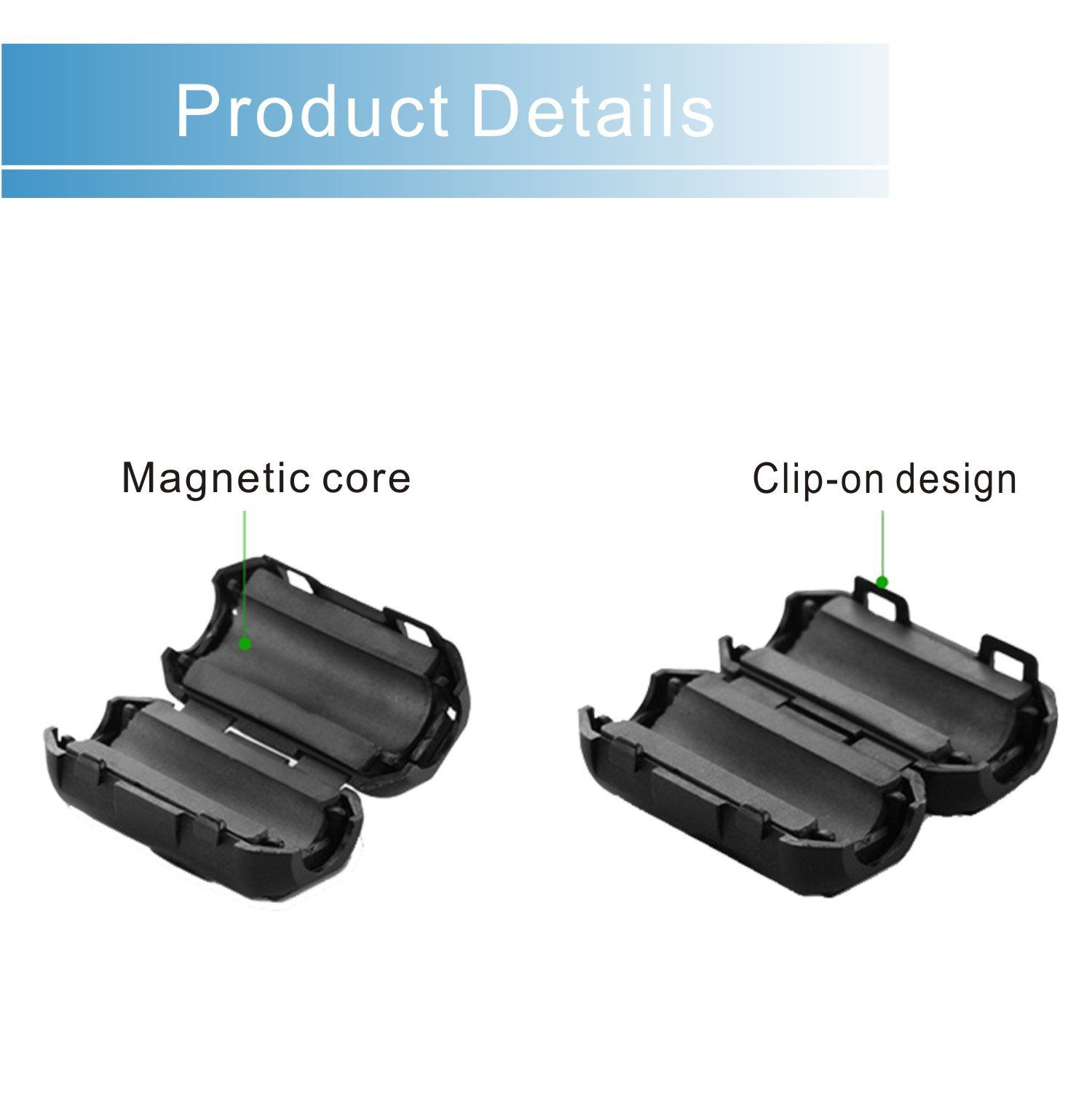 GetUSCart iSKUKA [Pack of 10 Ferrite Beads Clip on Design HDMI Cable